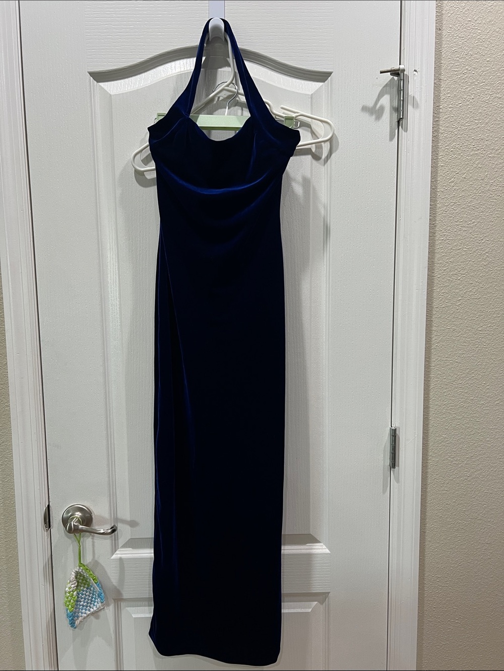 Royal Blue Velvet Strapless Gown